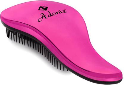 ADONIZ ELECTROPLATED DETANGLER HAIR BRUSH WITH HANDLE (GLOSSY - PINK)
