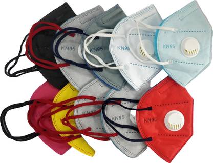 Triple M Washable Reusable Outdoor Protection Face Mask for germ protection I 5 layer face mask with respirator I Anti virus, Anti Pollution, Anti Dust KN95 Reusable, Washable (PACK OF 10) MULTI COLOUR
