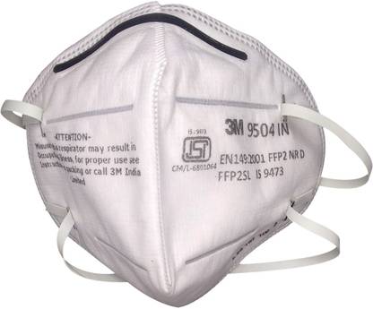 3M 9504 IN ISI Approved Anti-Pollution Valve Mask with Adjustable Nose Clip | Self Design, Washable Reusable, Washable