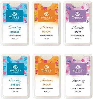 Yardley London 2 Country Breeze, 2 Autumn Bloom & 2 Morning Dew Compact Perfume, 18 ml each (Pack of 6) Perfume  -  108 ml