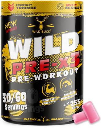 WILD BUCK PRE-X3 Pre Workout Supplement to Boost Your Energy & Performance For Men & Women BCAA