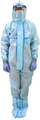 Pede Milan Laminated PPE KIT with Full Body Coverall, Latex Gloves, Shoe Cover, Face Mask, Face Shield, Complete PPE kit for Doctors, Washable & Reusable Safety Jacket