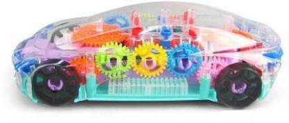 webster 360 Degree Rotation 3D Flashing Led Light Music Transparent Concept Musical Bump & Go Transparent Concept 3D Super Car Toy