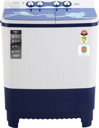 MarQ by Flipkart 9 kg 5 Star, Glass Lid Semi Automatic Top Load Washing Machine White, Blue