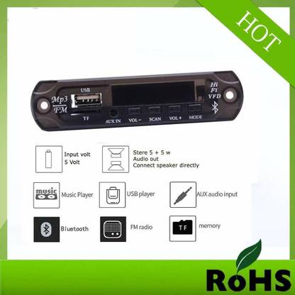 Salcon Electronics Vire VTF 108BT Bluetooth FM USB AUX Card MP3 Stereo Player Decoder Module Kit with Remote for Audio Amplifier Multi Class A Car Amplifier