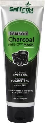 Saffron Naturals Bamboo Charcoal Peel off Mask Removes Black Heads, Tightens Pores and Deeply Cleanses Skin
