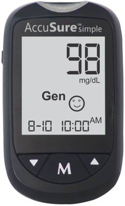 AccuSure Simple Glucometer Only (Without Test Strip ) Glucometer