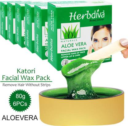 Herbdiva Katori Facial Wax Aloe Vera, 80g Wax