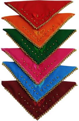 Uniqon (Set Of 6 Pcs) Premium Quality Women's / Girl's Pure Cotton Multicolor Butterfly Embroidery Moti Design Hankies/ Hanky/ Handkerchief ["Multicolor"] Handkerchief