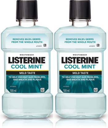 LISTERINE Cool Mint Mild Taste - 500 ml (Pack of 2) - Mild Mint