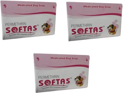 Softas Max anti-tick & flea Dog Medicated Dog Soap (75 Gram) Pack of 3 Pet Spa Kit