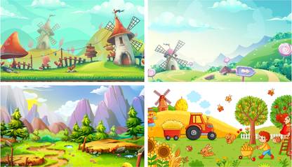 Animated scenery posters for kids room Paper Print