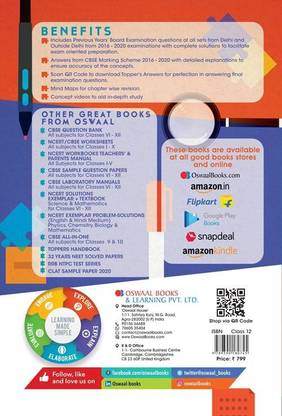 Oswaal CBSE Previous 5 Years Solved Papers, Science Stream, Class 12