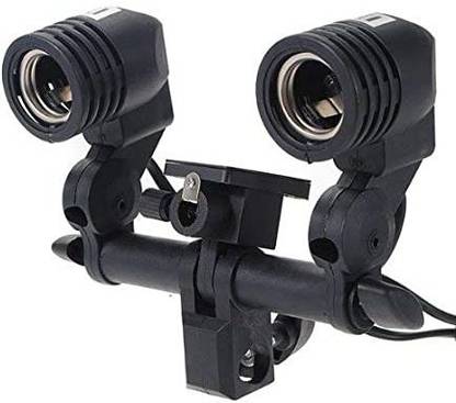 Digiom E27 Double Light Socket with Light Stand Swivel Mount & Umbrella Holder for Photography Camera Rig