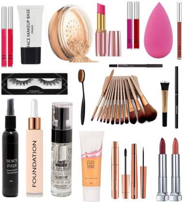 DPDM basic makeupproducts with foundation facepowder eyeliner mascara all daily need makeup