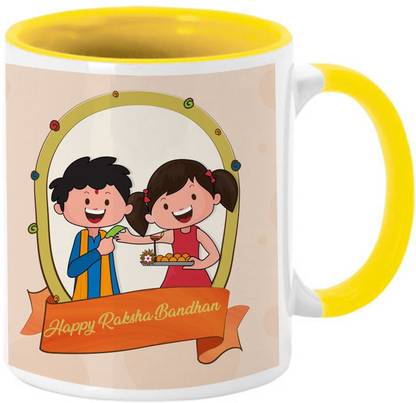 COLOR YARD best happy rakshab andhan cutekids indian festival brother sister bonding mug design on Ceramic Coffee Mug