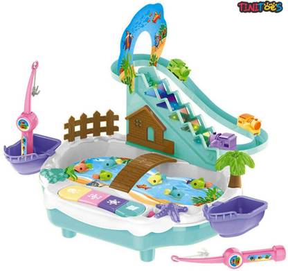 Tinitoes Happy Fishing Game Set Rechargeable for Kids With LED lights & Joy Slide