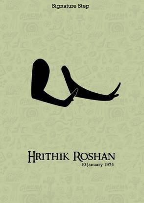 hrithik roshan signature step wall poster minimal bollywood poster Paper Print