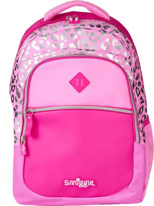 Smiggle Sggle Block Backpack with Three Zipped Compartments | Leopard Print Backpack
