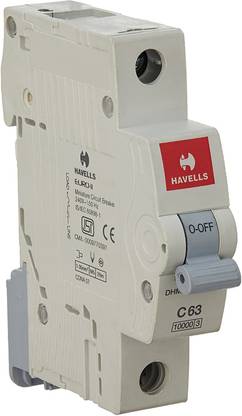 HAVELLS DHMGCSPF063 PVC Plastic 63A MCB SP C Curve (White,Pack of 1) DHMGCSPF063-PK1 MCB