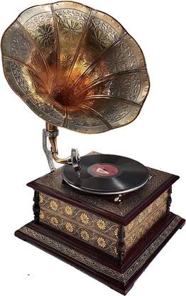 tahaart Working gramophone record player original working phonograph Wooden, Brass Gramophone