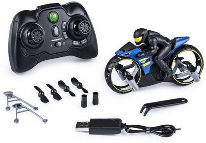 HRSGS Flight Rider, 2-in-1 Remote Control Stunt Motorcycle for Ground and Air Motor Bike Toys for Kids, Multicolor