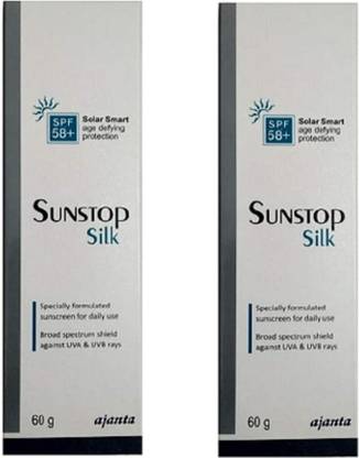 SUNSTOP Sunscreen - SPF 50 PA+++ Silk ( pack of 2 ) Each pack 60 gm