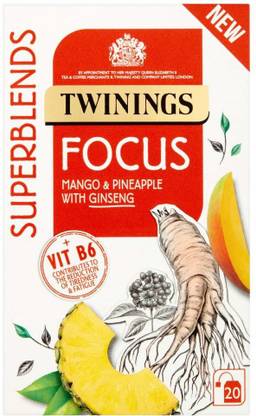 TWININGS Superblends Focus Mango & Pineapple with Ginseng Tea Bags Box
