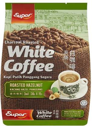 SUPER 3 in 1 Charcoal Roasted White Coffee Roasted Hazelnut 15 Sachets Instant Coffee
