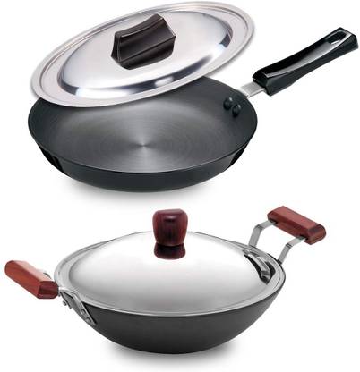 Hawkins Futura Hard Anosdised Combo of Induction Compatible Deep Fry Pan (2.5L) and Fry Pan Non-Stick Coated Cookware Set