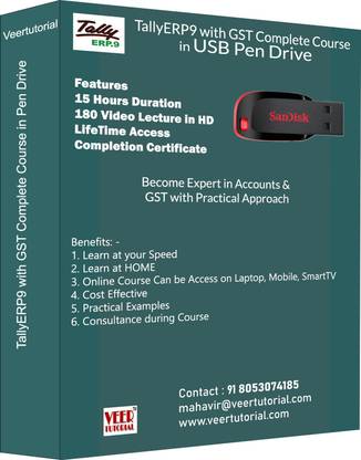 veertutorial Tally ERP 9 with GST Complete Course in Pendrive
