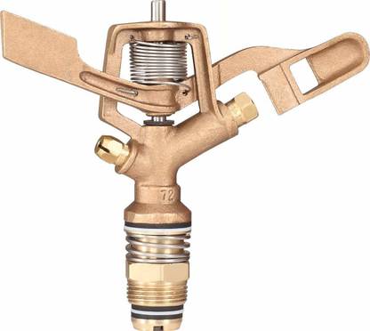 AgriWorld 20mm or 3/4 Inch [ISI Marked] Brass Impact Garden Automatic Rotating Sprinkler with Nozzle Heavy Duty Irrigation Sprayer Head 0 L Hose-end Sprayer