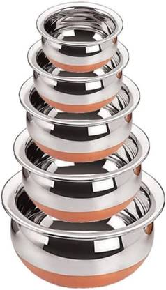 Utkrishta Copper Bottom Handi Handi 2.1 L, 1.6 L, 1.1 L, 0.8 L, 0.5 L