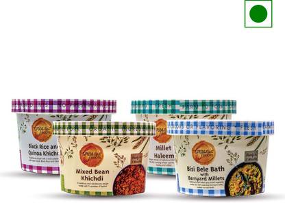 organic roots Black Rice & Quinoa Khichdi, Milets Haleem, Bissi Belle Bath, Mixed Beans Khichdi | Ready to Eat Meal | No MSG, No Preservatives | Full Meal 180 g