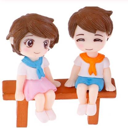 P s retail Sweety Lovers - Bench Siting Couple Figurine Miniature Decorative Showpiece  -  5.3 cm