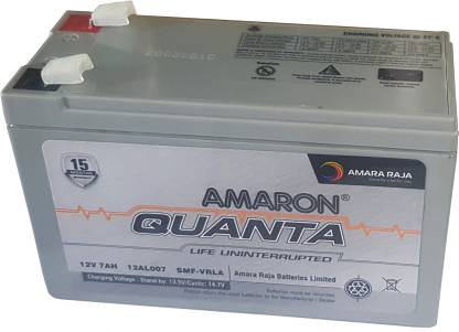 amaron 12V 7Ah SMF UPS-Emergency Battery.Battery for Use in UPS/Solar and More Instruments. (SMF-VRLA 12AL007 / 12V, 7AH @C20) AGM Solar Battery