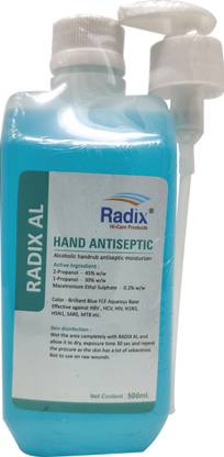 Radix AL : Alcohol Based Hand sanitiser ( Pack of 3, 3x500ml ) Hand Sanitizer Pump Dispenser