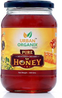 Urban Organix Foods Raw Organic Honey Unprocessed Unfiltered Unpasteurized Pure Natural Original Honey an Ayurvedic Immunity Booster for Weight Loss Cough and Digestive Disorders 500 Grams Glass Jar