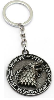 lullbee Game of Thrones GOT Stark WolF Head Winter is Coming Rotating Silver Key Chain Key Chain