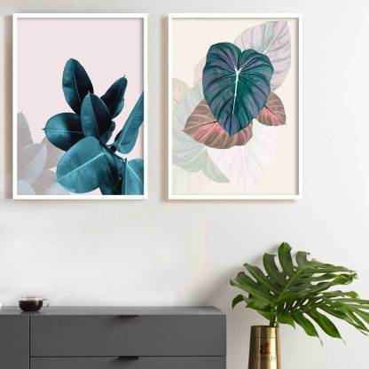 Painting Mantra Floral Theme Set of 2 Framed Canvas Art Print, Painting -13x17 inchs Canvas 17 inch x 13 inch Painting