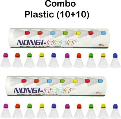 Nongi Neon Plus Combo Colored Cork Plastic Shuttle  - White