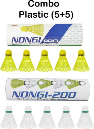 Nongi PRO combo Plastic Shuttle  - White, Yellow