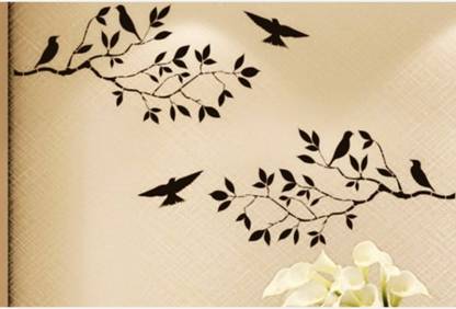 Corazon Flying Birds Wall Design Stencils For Wall Painting For Home Wall Decoration – Suitable For Room Decor And Craft(24 inch x 40 inch) (KDS36023) 36022 Leaf Branch and Bird Stencil