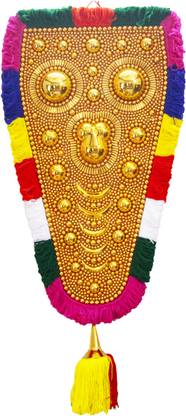 Roque Collections HAND MADE POLYMER NETTIPATTAM OR ELEPHANT CAPARISON GOLDEN FINISH 3FT (PREMIUM)