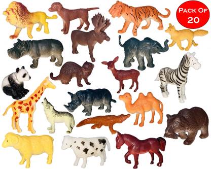 Giftary Very Small Size Safari Animals Figures, Realistic Tiny Animals Figurines, Made of Vinyl Plastic Animals Toys Set (Animal Kingdon-Pack of 20 Pcs Small Size Animals)