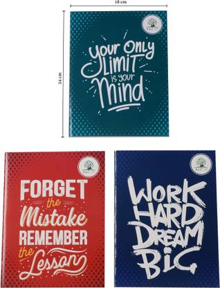Edulife Work Hard Dream Big Regular Notebook 3 in 1/ Single Line/Square Line/Four Line 200 Pages