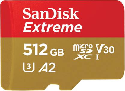 SanDisk SDSQXA1-512G-GN6MN Extreme 512 GB MicroSDXC UHS Class 3 160 Mbps  Memory Card Compatible with Camera, Tablet, Mobile