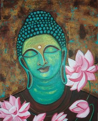 SANC ACRYLIC BUDDHA CANVAS PAINTING HANDMADE Acrylic 20 inch x 16 inch Painting