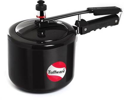 Tuffware Hard Anodised Aluminium Pressure Cooker - Inner Lid, Black, 1 Litre (Very Small Size) 1 L Inner Lid Pressure Cooker