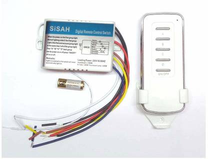 SiSAH Plastic Classic 4 Way Digital RF Remote Control Switch (White) Smart Kit